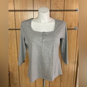 VENUS Light Gray Button-Detail Blouse SZ - 1X